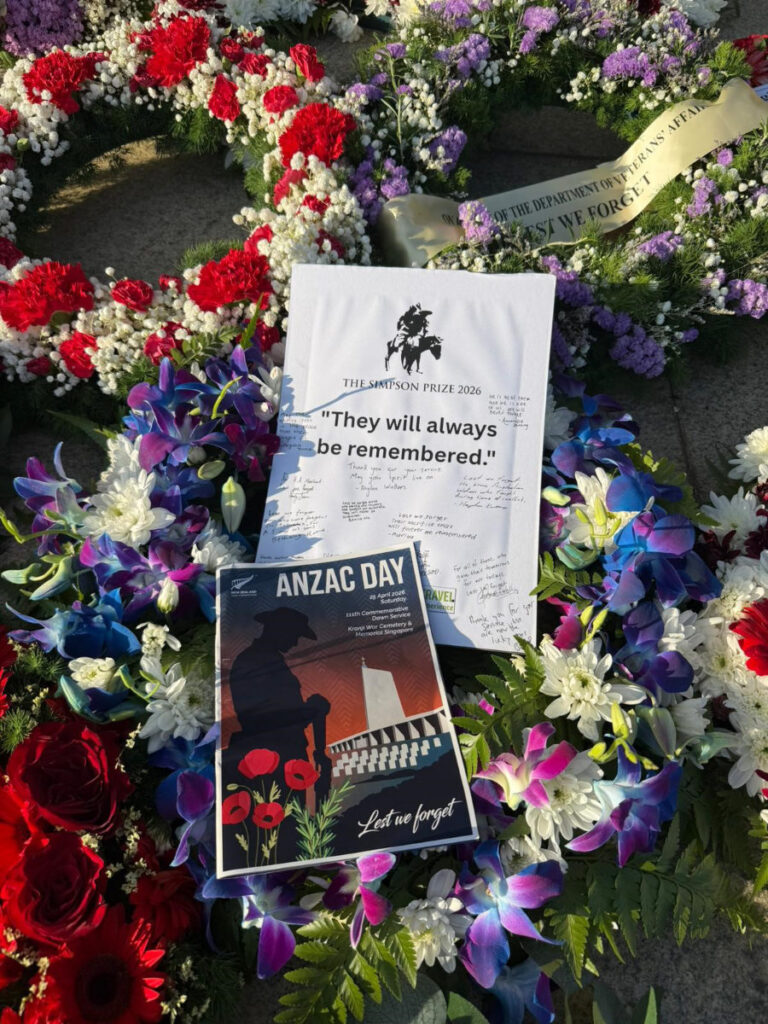 Simpson Prize 2026 - wreath laid by the winners in Singapore